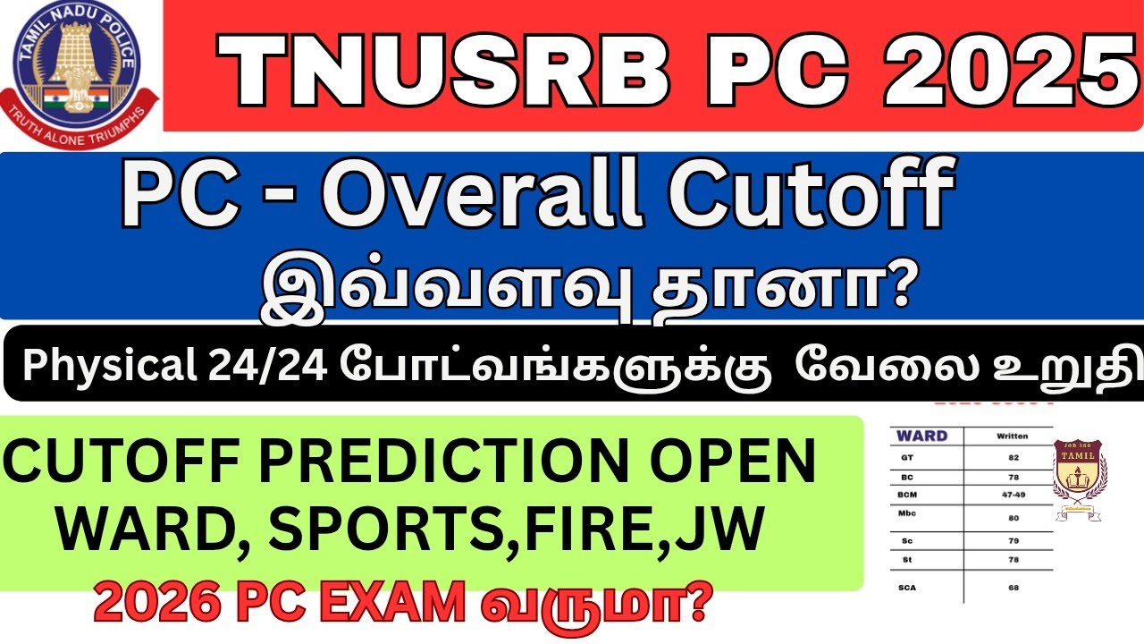 Pc exam overall result/prediction இவ்வளவு தானா?😃😃#tnusrb @job360acadamy4 #policeexam #tnusrbpc 