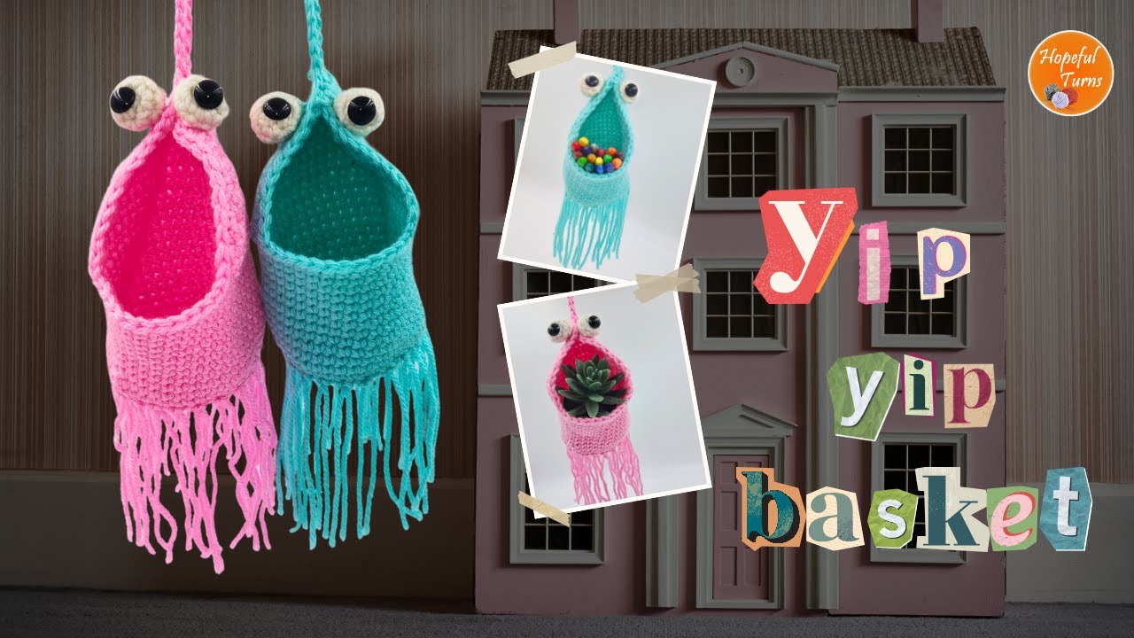 Вязаная крючком корзина YIP YIP Alien | Веселая и простая вешалка для автомобиля (подходит для на...