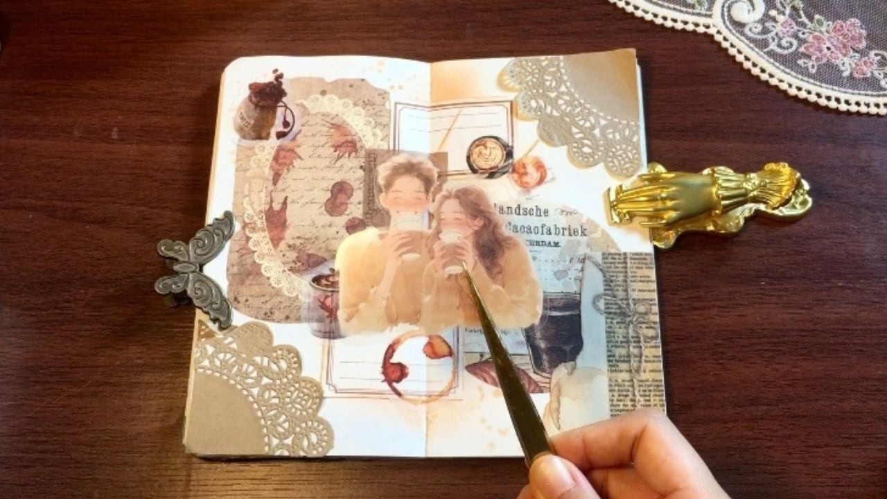 aesthetic collage journal with me | coffee themed scrapbook ☕️
