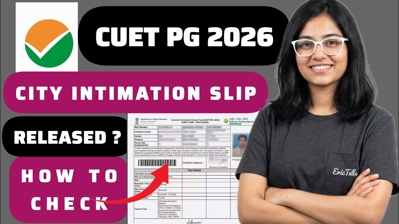 cuet pg city intimation 2026 | cuet pg exam city slip 2026