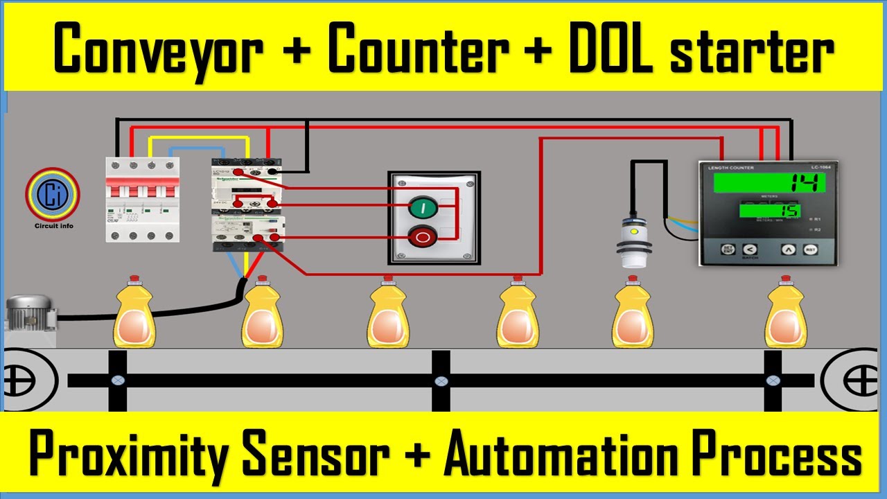 Digital Counter With Proximity sensor Wiring  For Conveyor Process / DOL starter