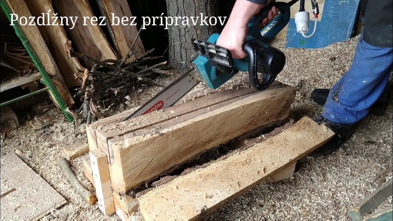 Porez orech.guľatiny bez prípravkov / Free hand chainsaw ripping cut. Chainsaw mill. DIY.