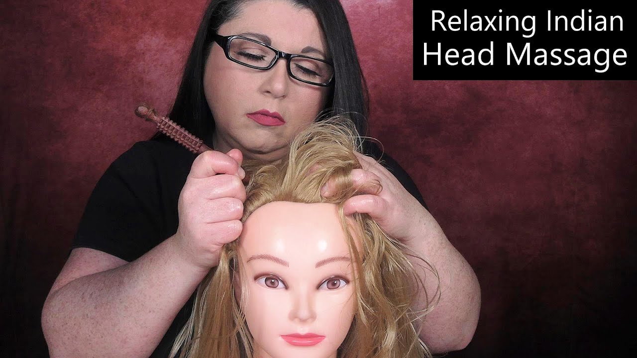 ASMR Relaxing Indian Head Massage (Wooden Tool, Scalp Massage, Hair Brushing, Whispering)