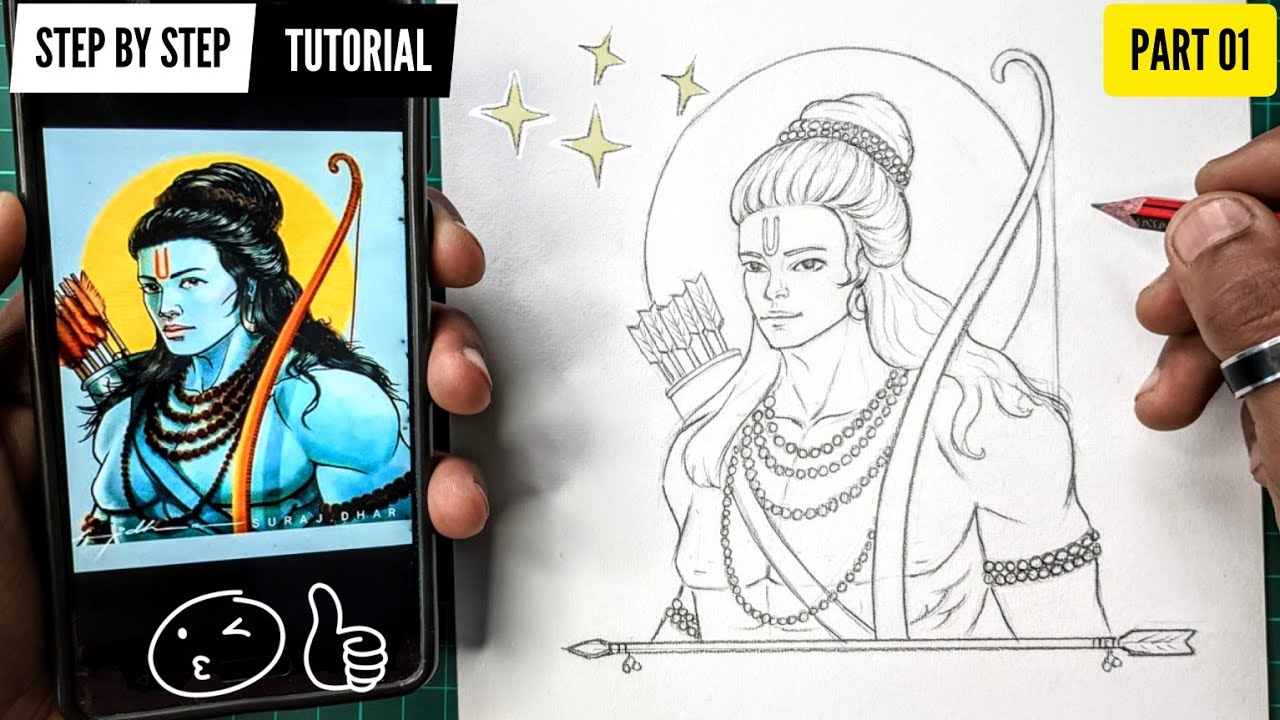 How To Draw Shree Ram Full Detailed Step By Step Tutorial @AjArts03