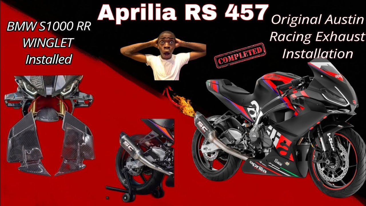 Aprilia rs457🥵||Carbon fibre wrap😱||Austin racing full system exhaust😈|S1000 RR winglet installation