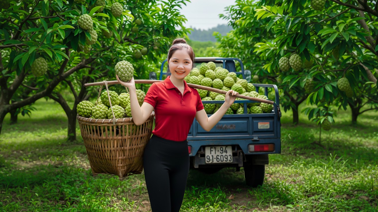 Harvesting 1000+ GIANT Exotic Custard Apple on The Field Goes To Market Sell, Custard Apple Smoothie