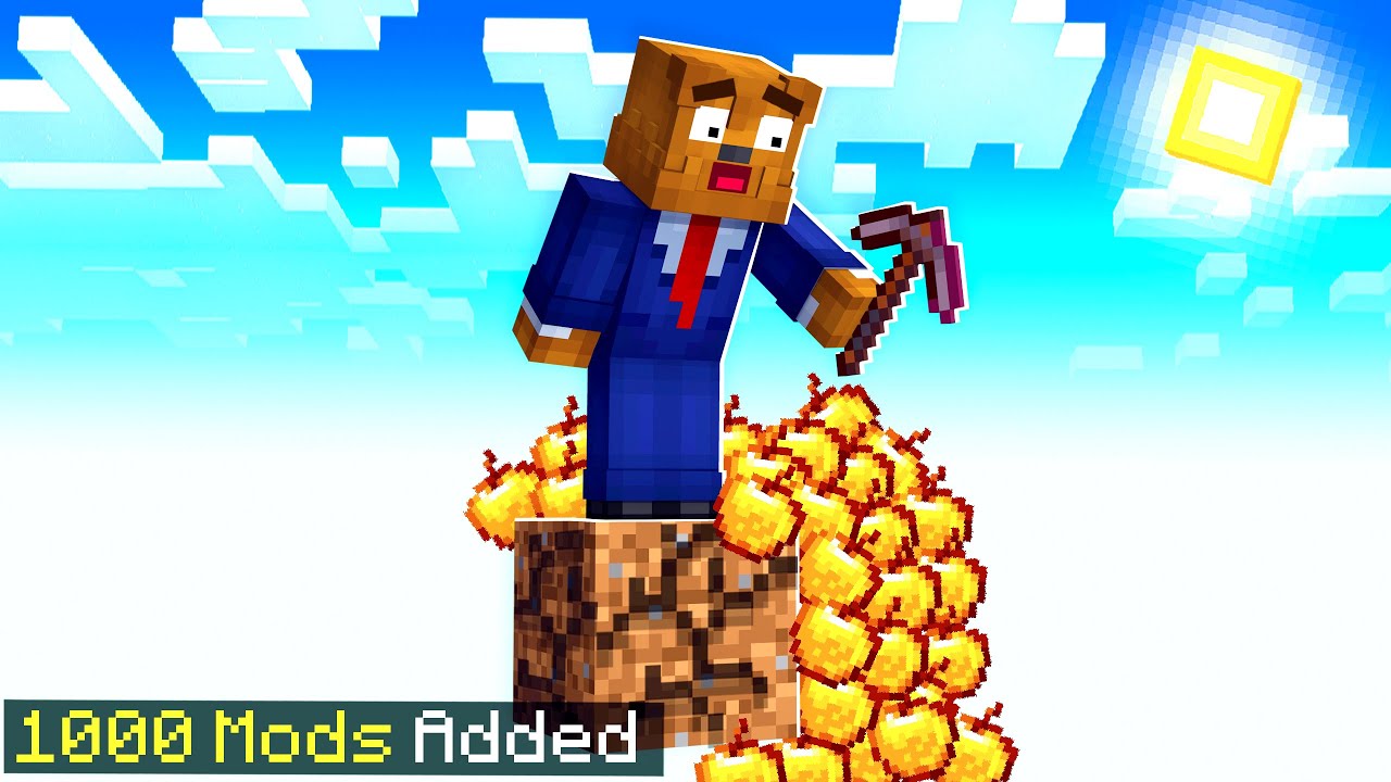 Я добавил 1000 модов в Minecraft One Block