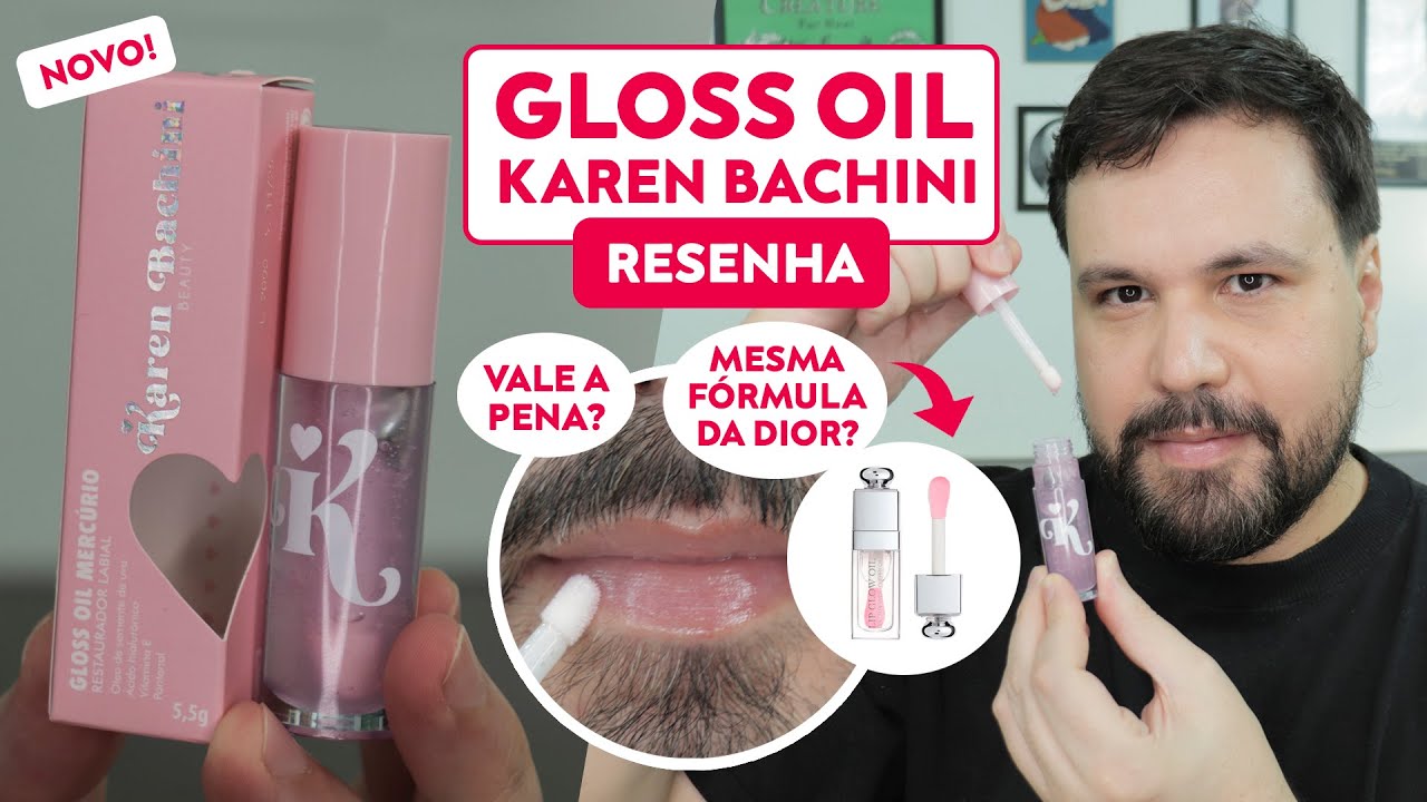 LINHA KAREN BACHINI BEAUTY GLOSS OIL MERCÚRIO Restaurador Labial Maquiagem com Skin Care