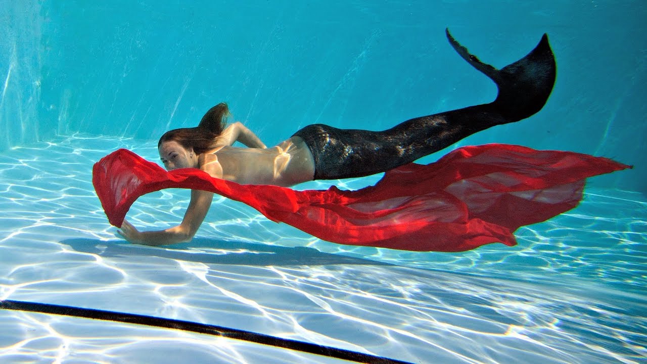 Mermaid Swimming with fabrics