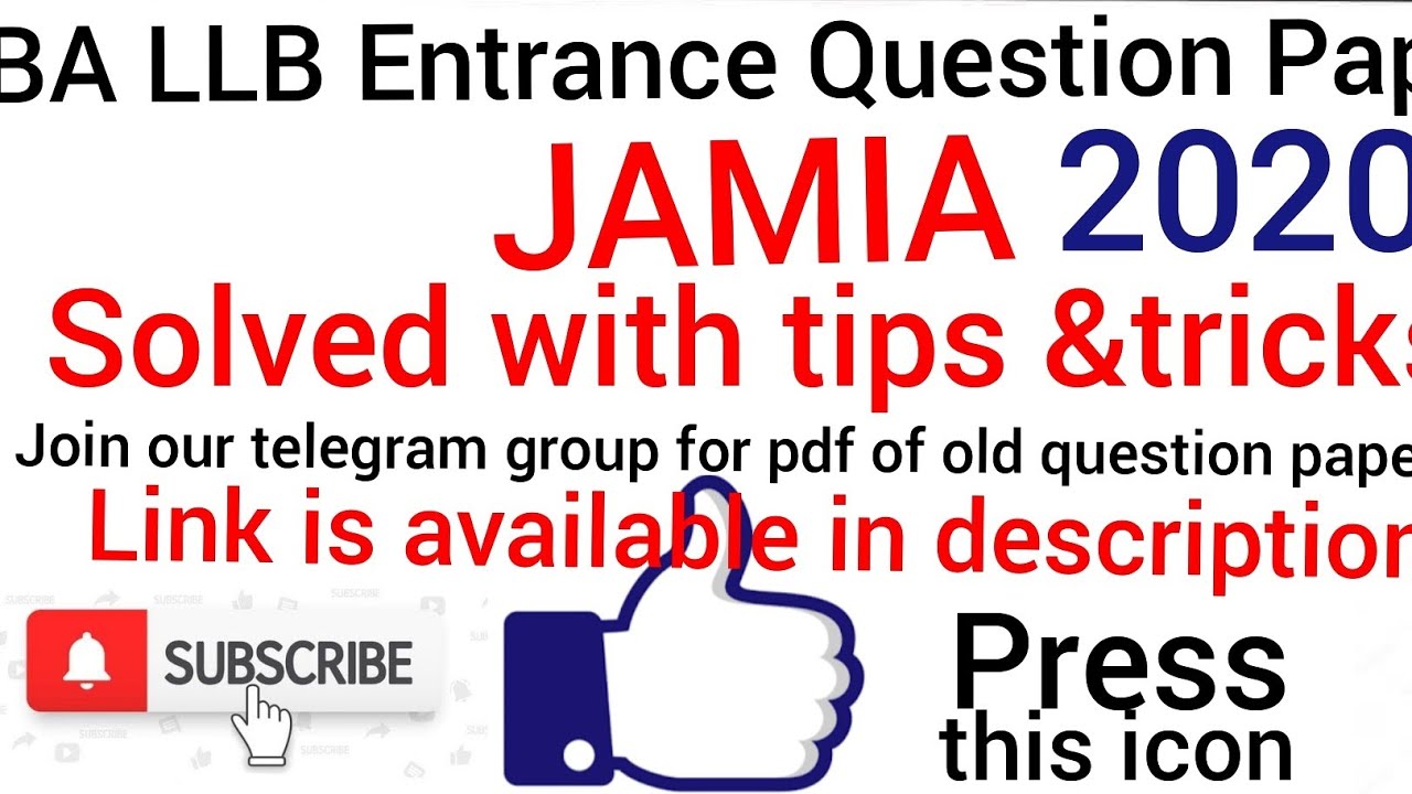BA LLB ENTRANCE 100% Accurate Solved Question  Paper 2020 with tricks & tips JAMIA