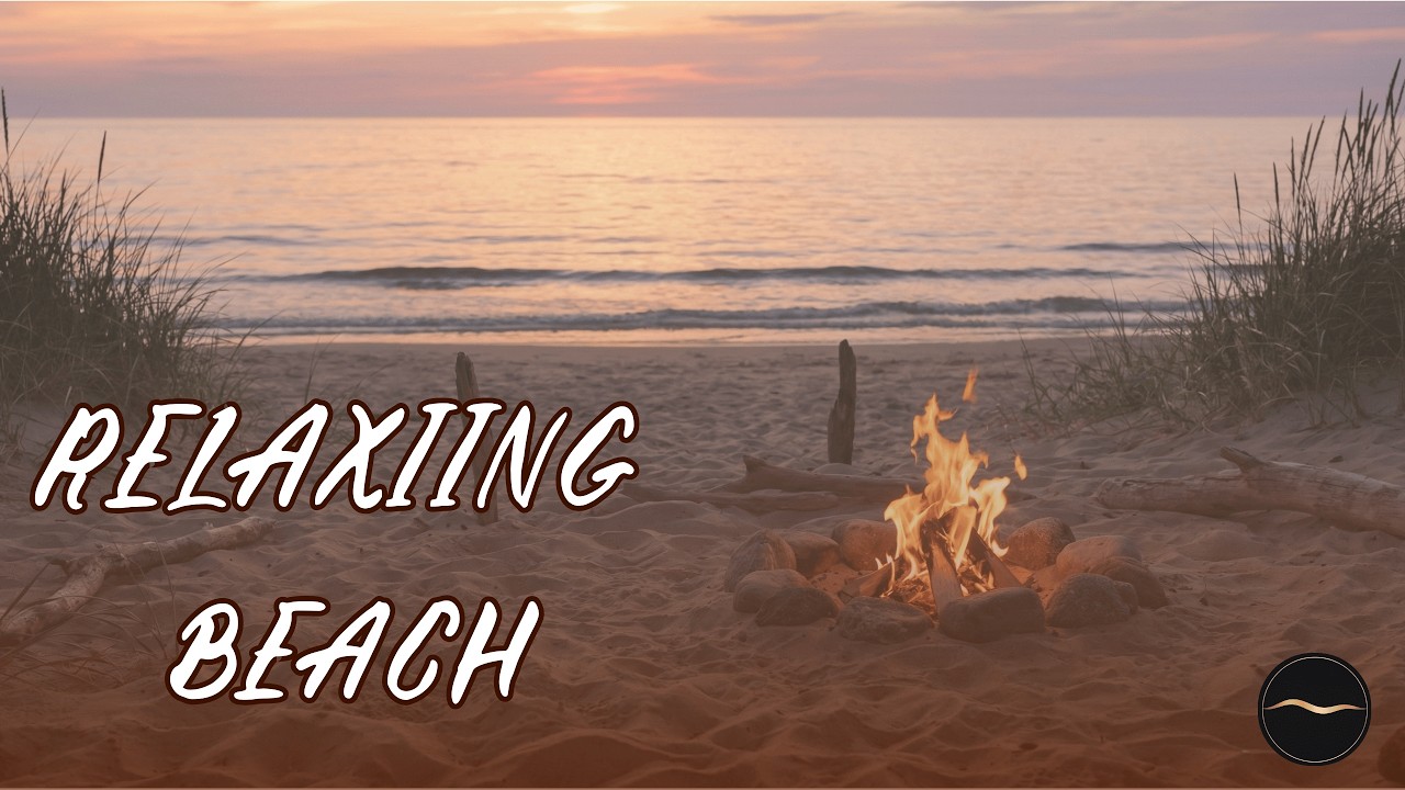 Relaxing Beach Bonfire 🔥 Calm Waves at Twilight | 2 Hours Ambient Fire Sounds