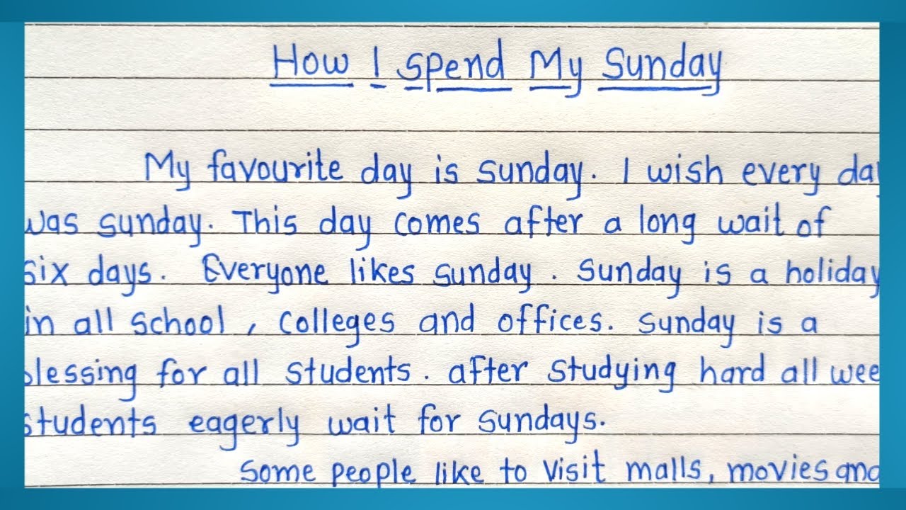 Write an essay on How I Spend My Sunday in English | Essay writing |