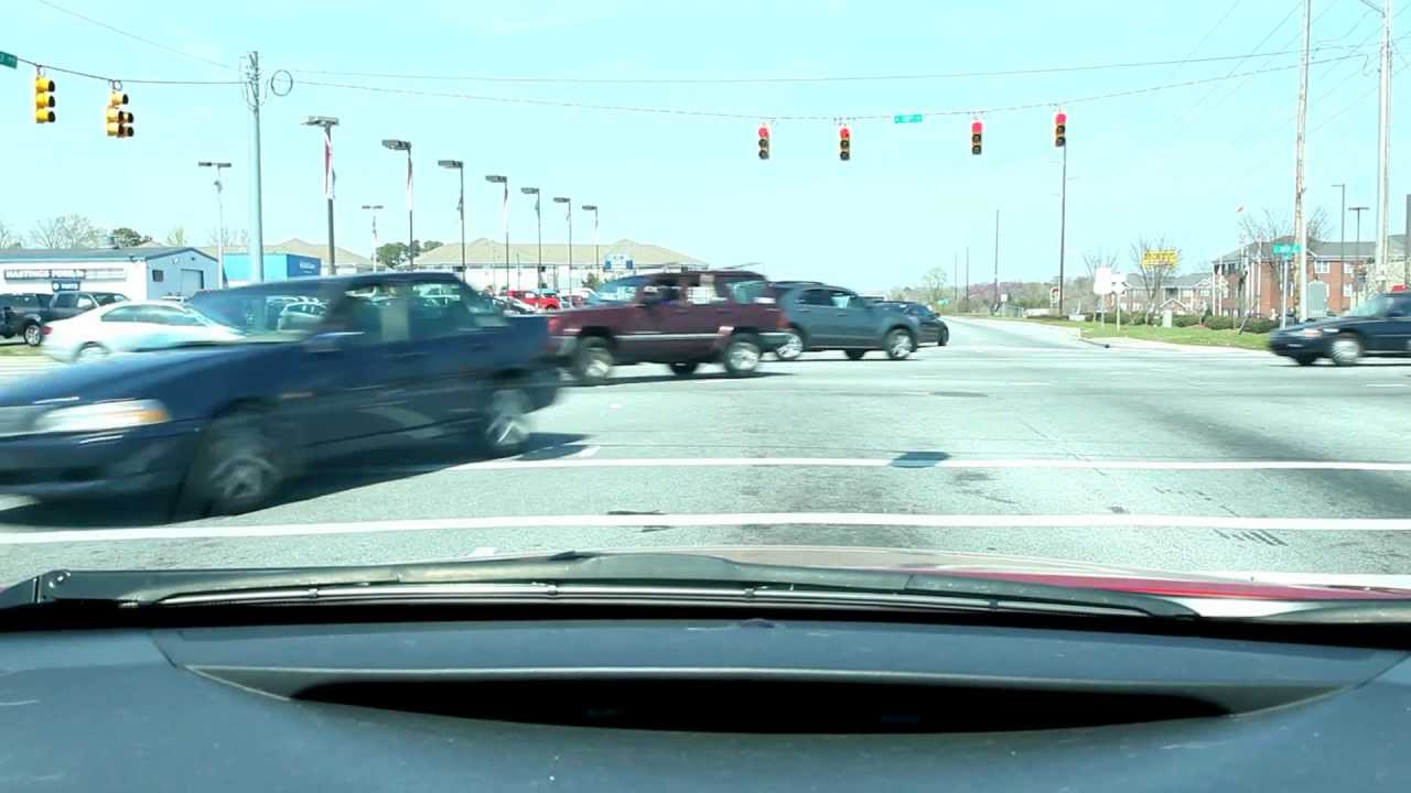 left turn at a protected green light in dual left turning lane.