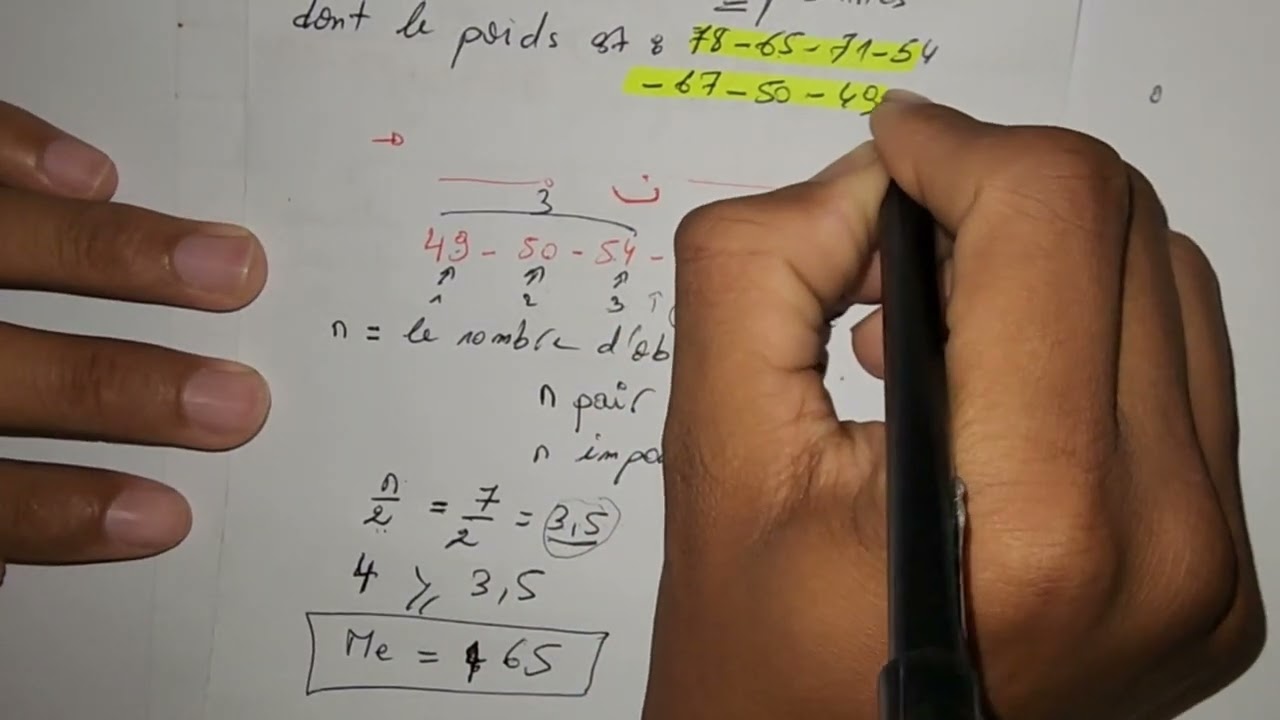 la médiane statistique ( cas d'une variable discrète et continue ).