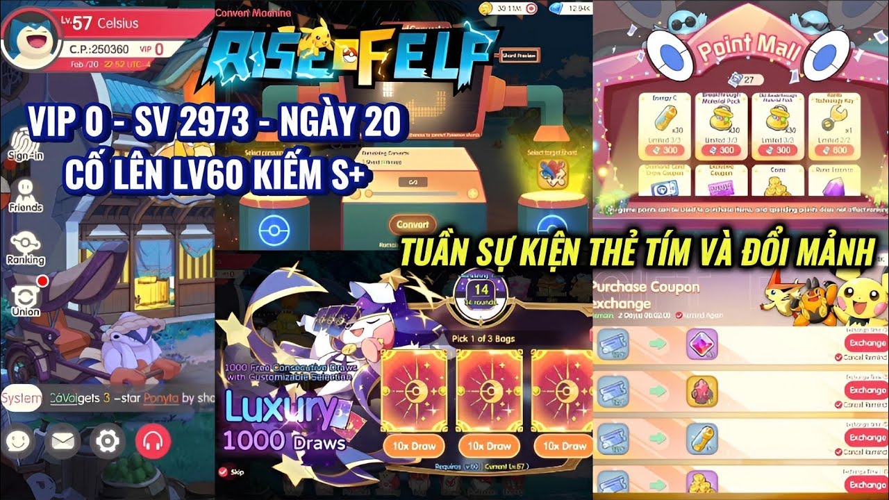 RISE OF ELF - VIP 0 - SV 2973 - NGÀY 20 : Cố lên Lv60 kiếm S+ | Tuần sự kiện thẻ tím và đổi mảnh S
