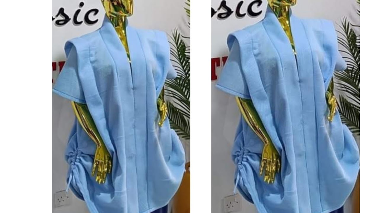 HOW TO CUT AND SEW A FREE SHIRT BUBU With a Draw String and Pleated Shoulder