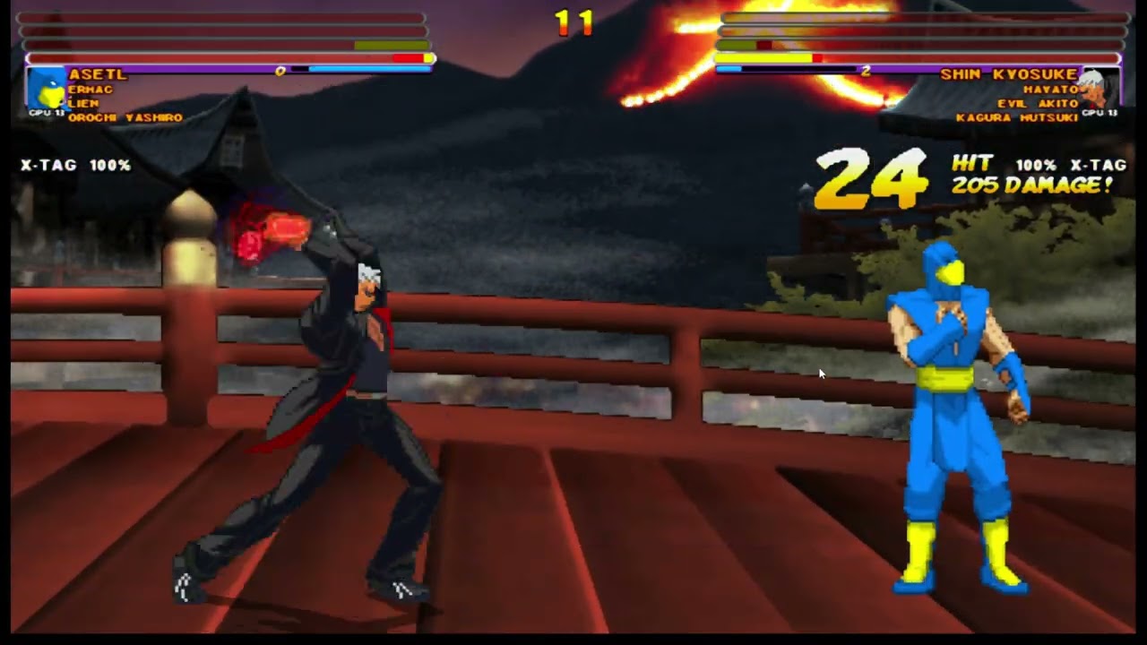 [4K] MUGEN: ETB – Ermac, Orochi Yashiro, Lien, Asetl vs Hayato, Shin Kyosuke, Evil Akito, Kagura