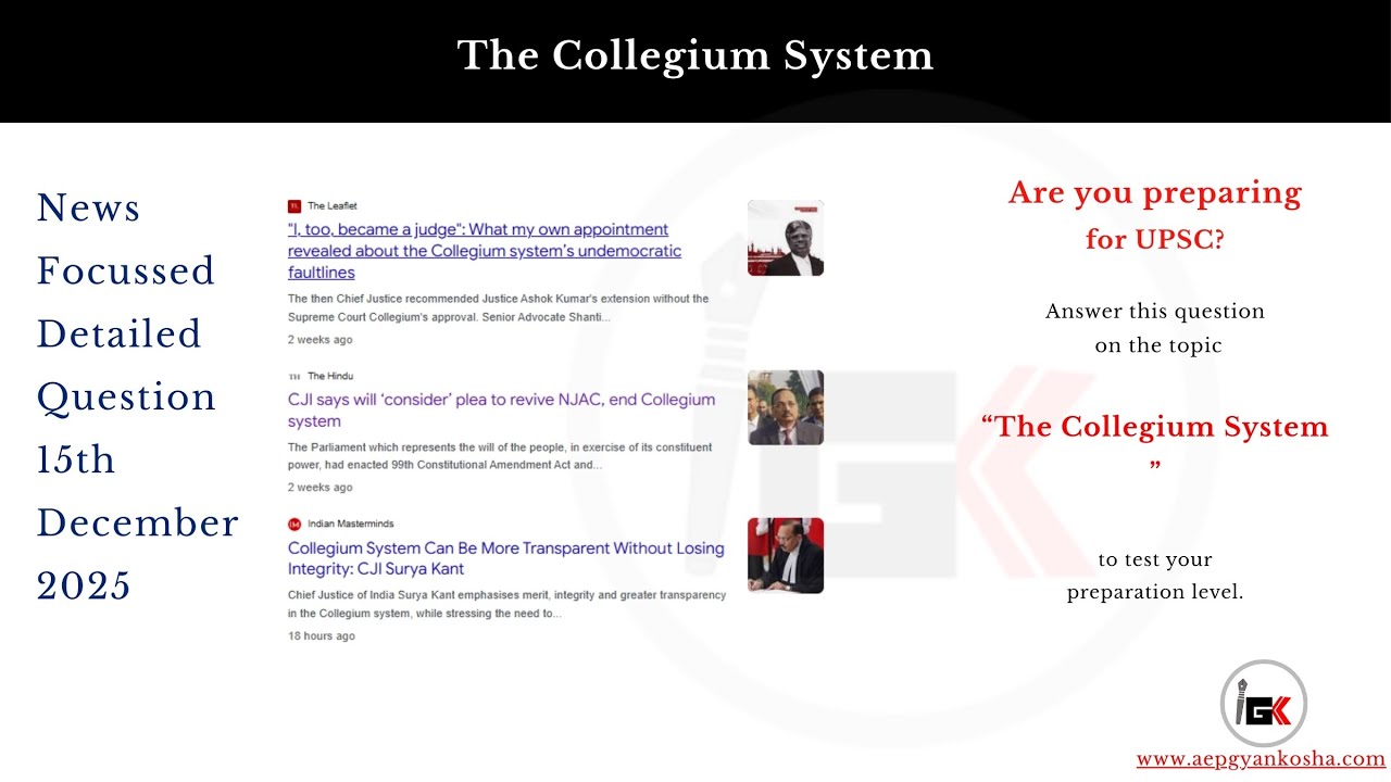 "The Collegium System" -15th Dec 2025