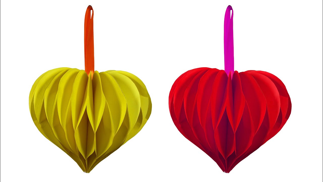 How to make beautiful love heart Flower Ball (Hanging Ball) - HD