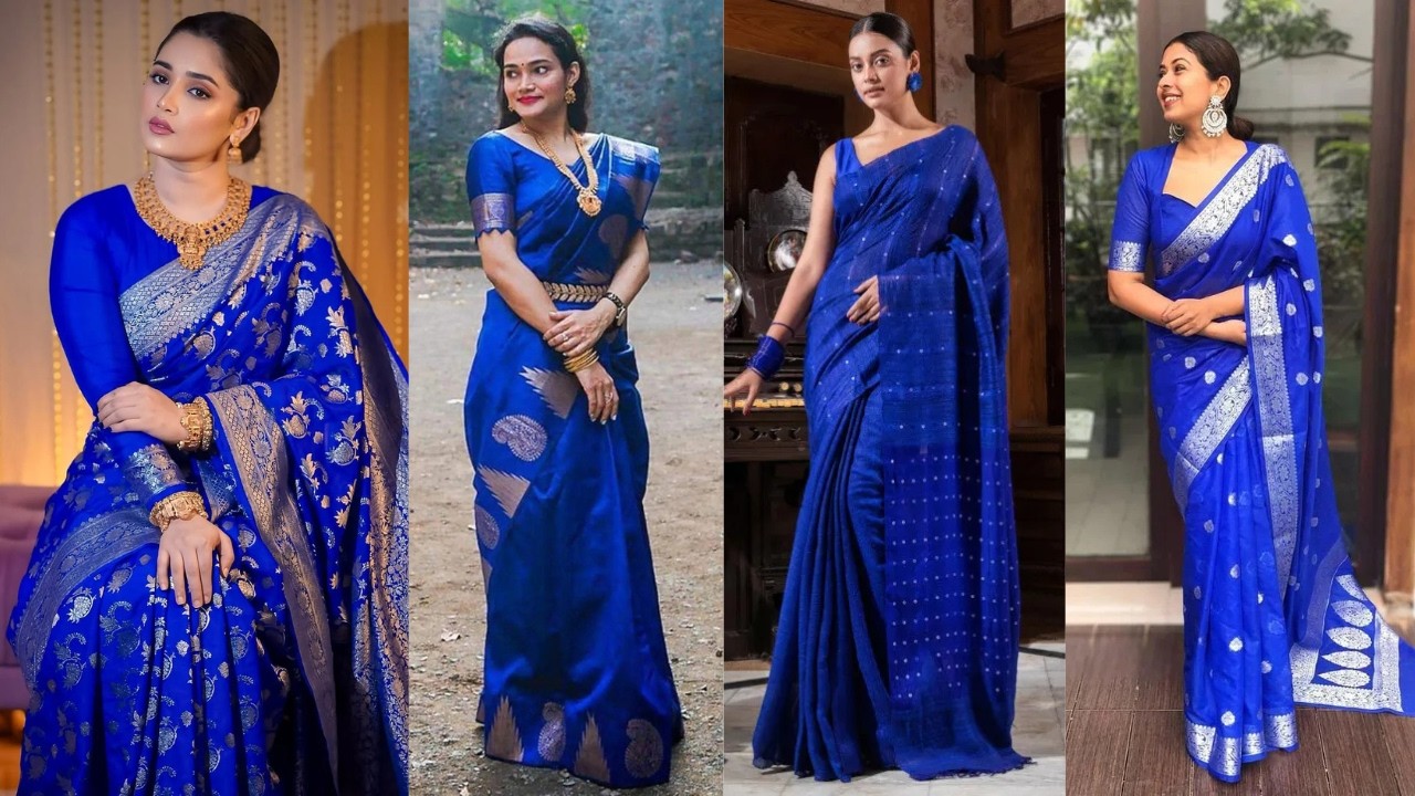 Blue Saree Design Ideas for Every Occasion | Unique Blue Saree Styles & Party Wear Outfits