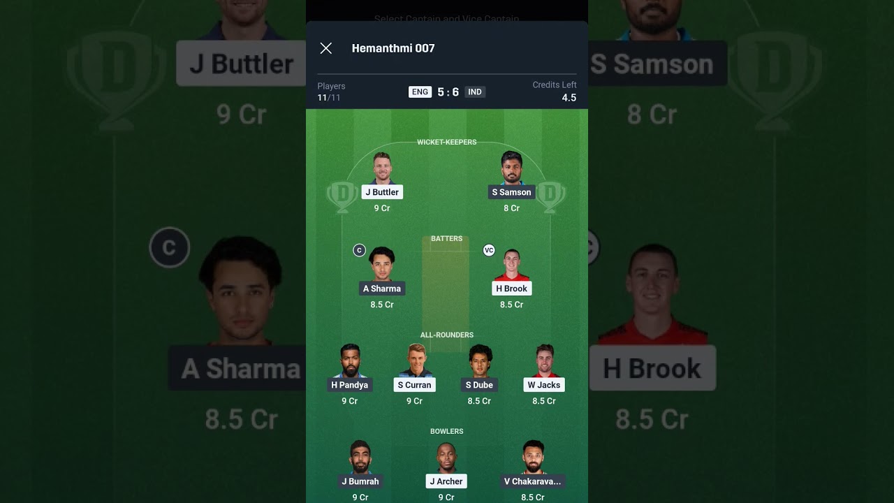 ENG VS IND T20 Dream11 Prediction | ENG VS IND Dream11 Team Of Today Match | ENG VS IND dream11