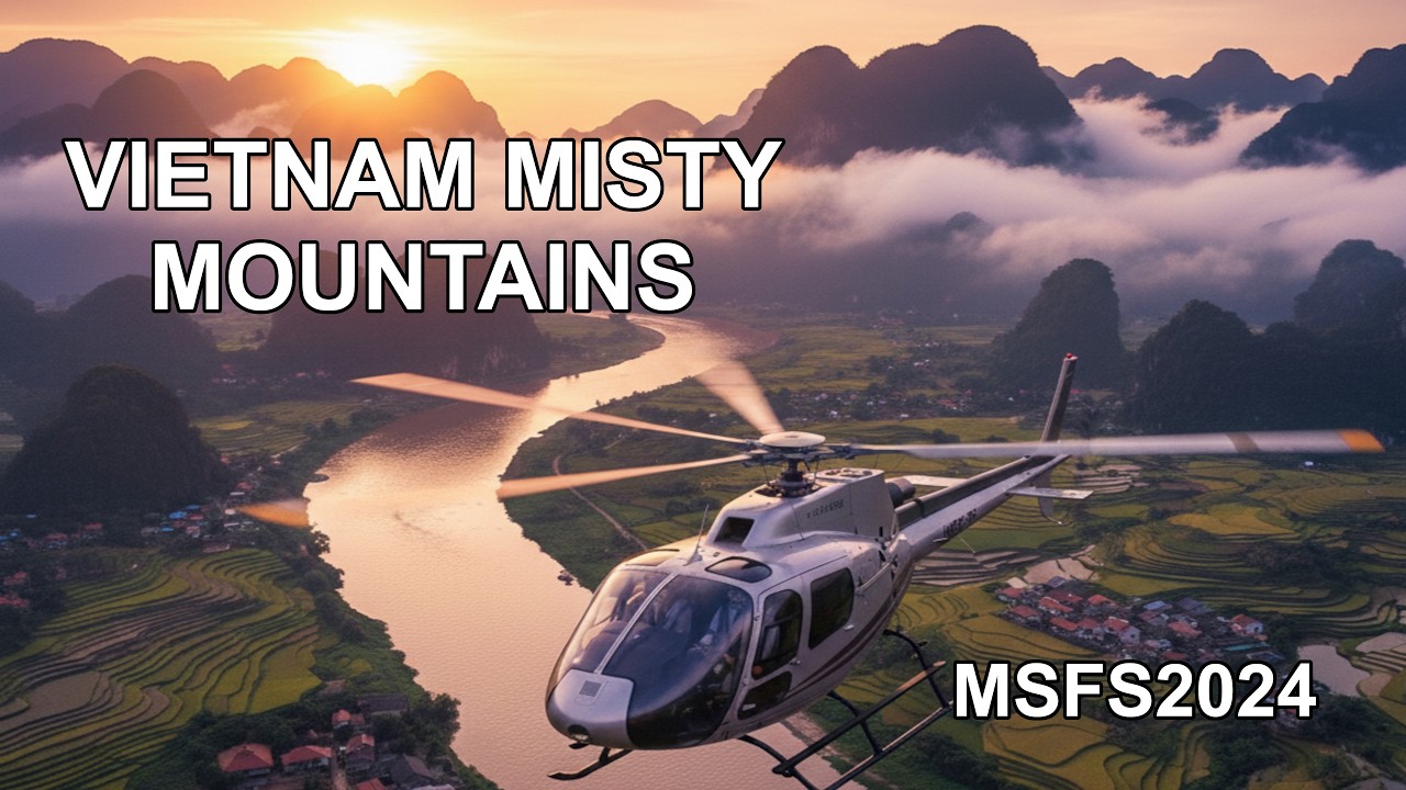 MSFS 2024 | Flying the H125 Helicopter Over Vietnam Misty Mountains | Cinematic