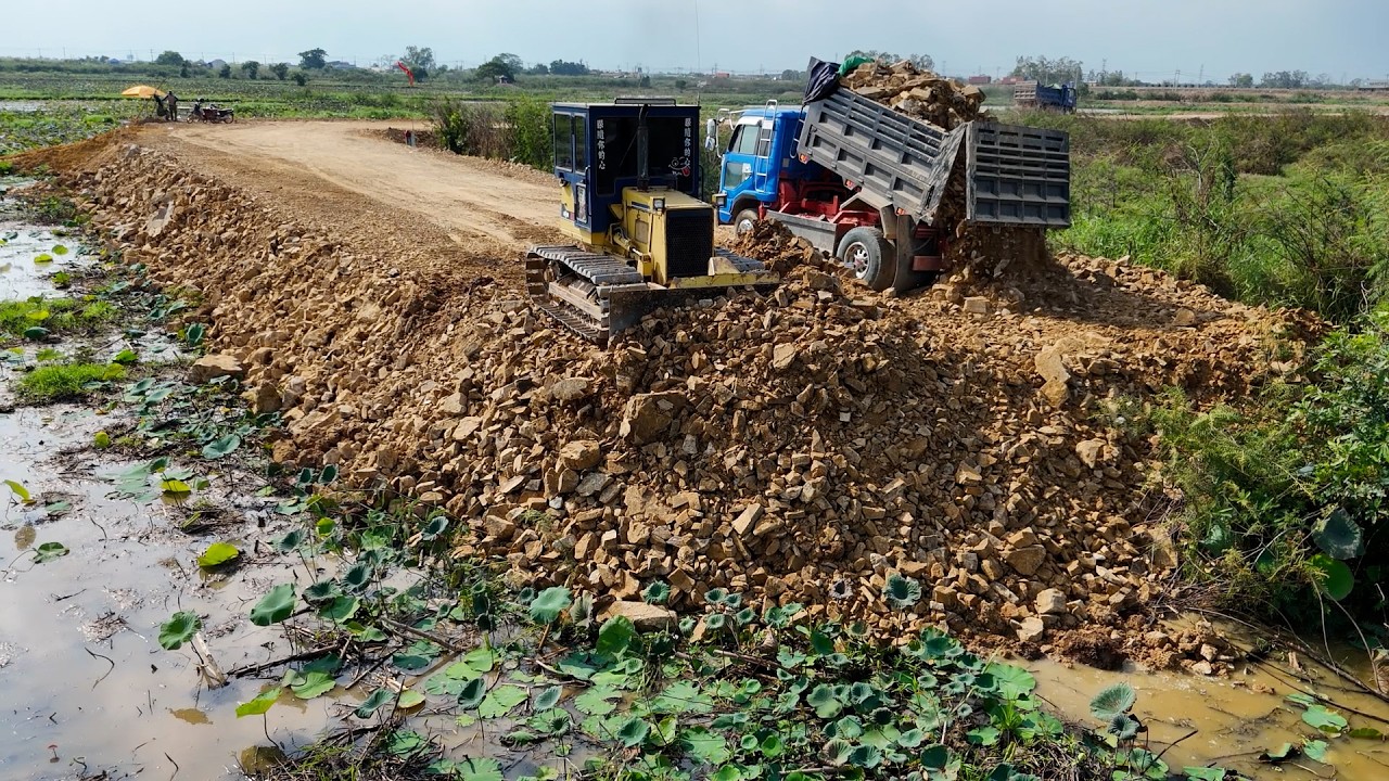 Astonishing Undertaking!! Transforming Landfill Processing Bulldozer Push Soil and Dump Truck