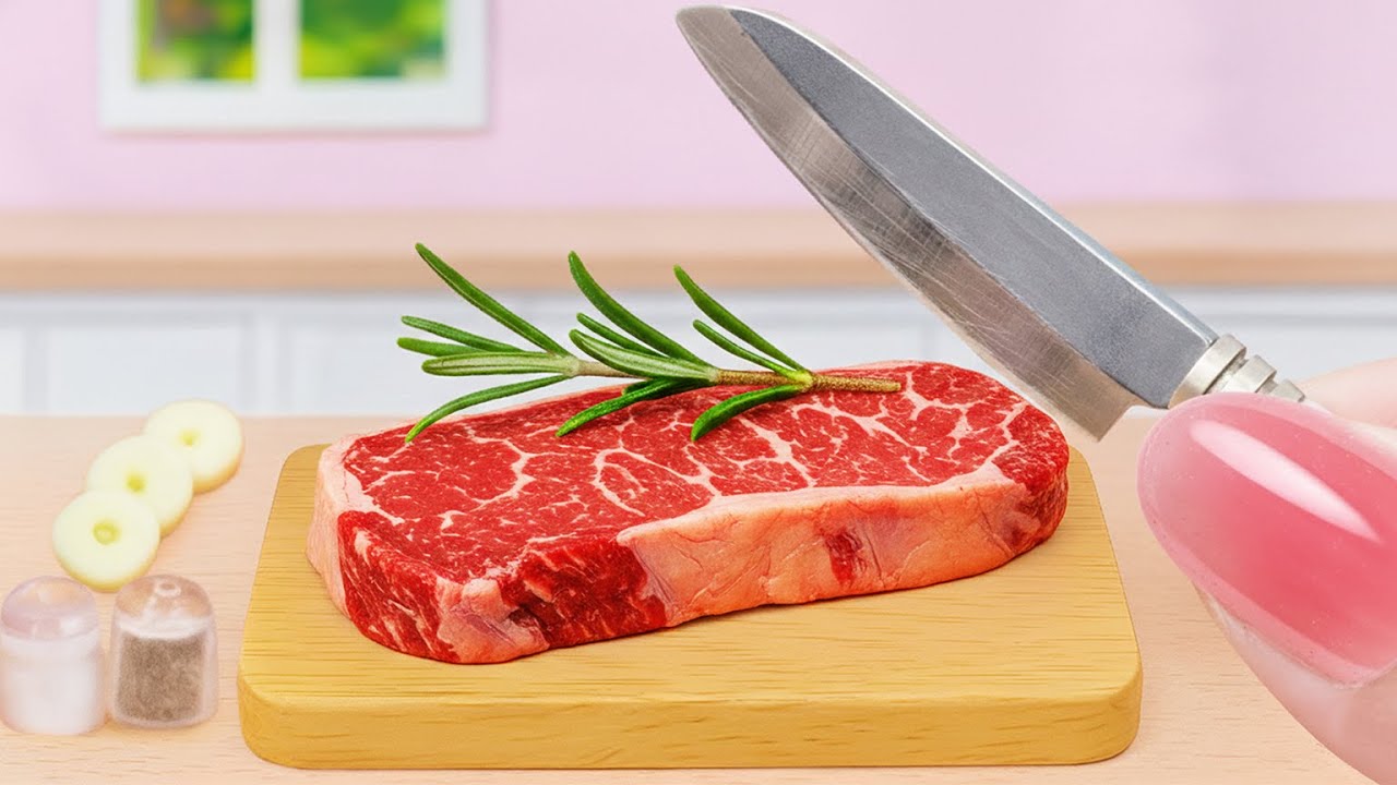 How to Make Miniature Cooking Garlic Herb Steak Edition Recipe in Mini Kitchen