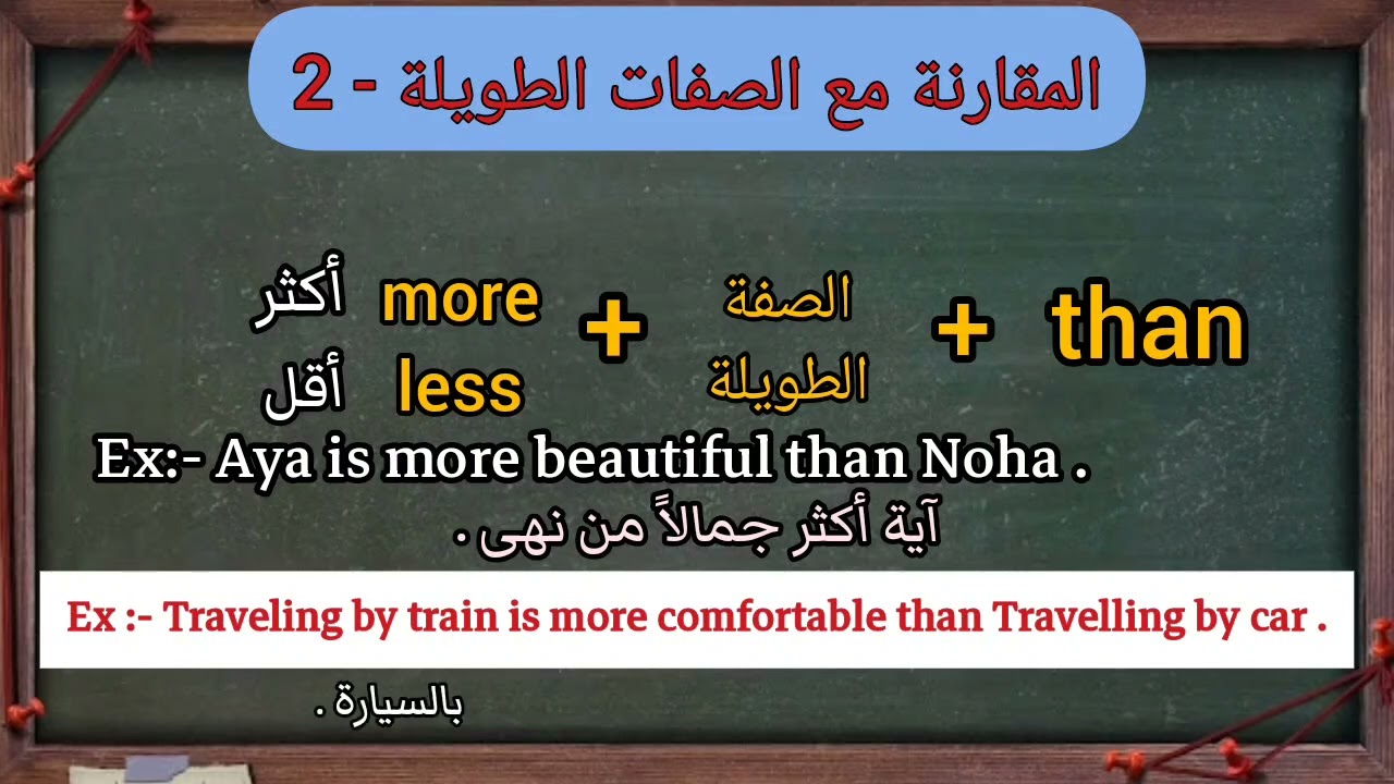 المقارنة مع الصفات القصيرة والصفات الطويلة the comparative