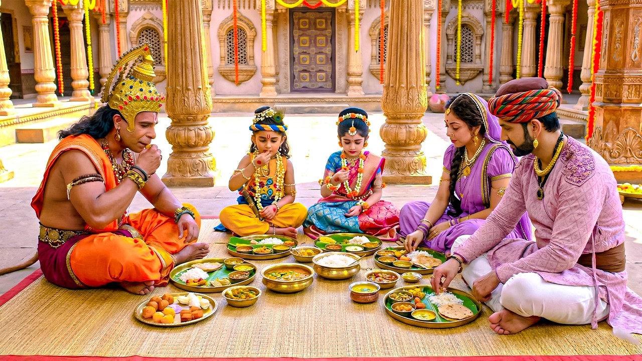 हनुमान जी ने बाल कान्हा के साथ भोजन किया | यशोमती मईया के नंदलाला | Shree Krishan