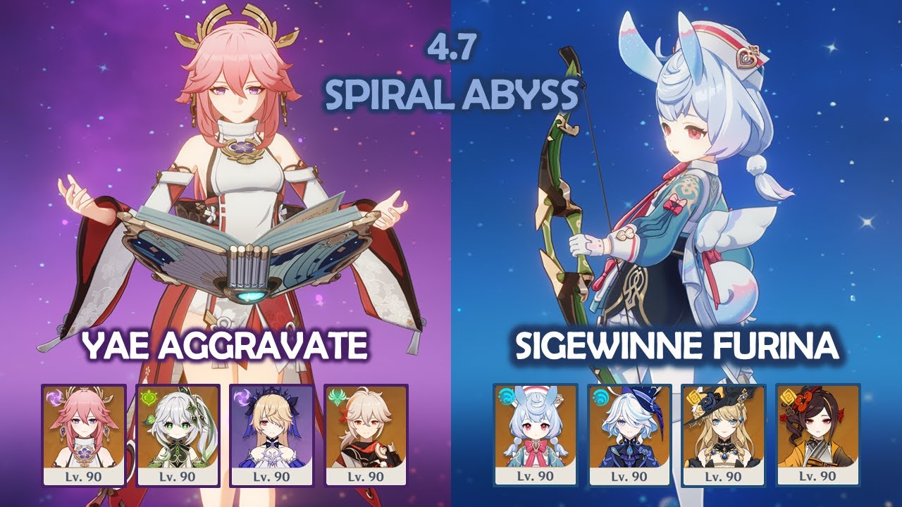 Yae Aggravate & Sigewinne Furina - 4.7 Spiral Abyss - Genshin Impact