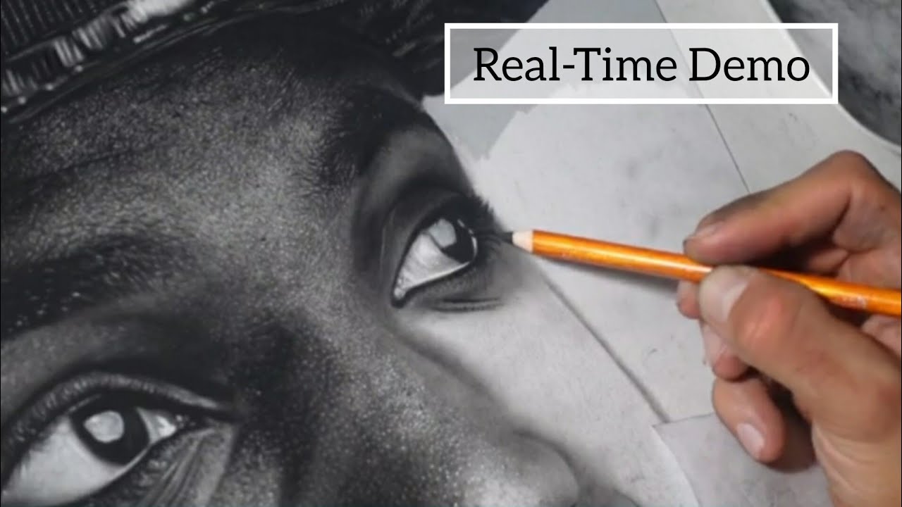 Drawing Zuby's Eye with ONLY Charcoal | Real-Time Demo