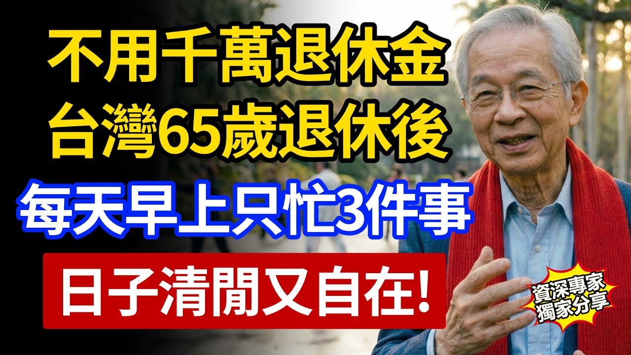 退休後這樣過就好！台灣65歲長輩退休後「每天早上只忙3件事」，生活清靜舒服一整天。