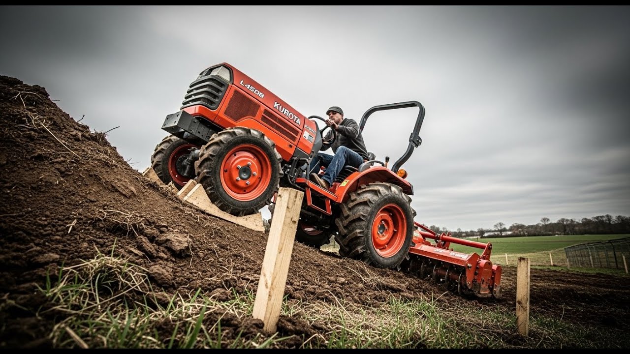 Подъем по узким дамбам с Kubota L4508