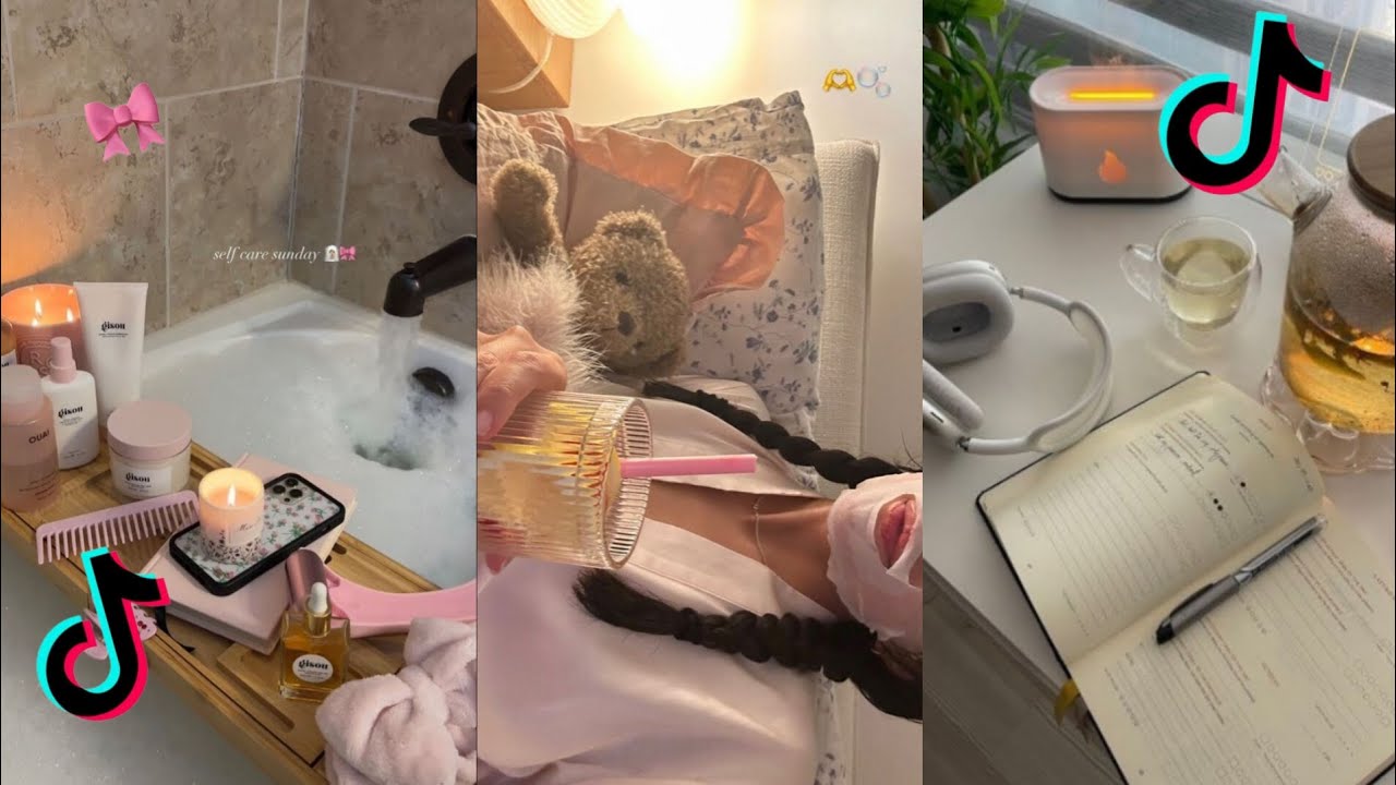 Compilado de rotina aesthetic, skin care, autocuidado, tiktok 🎀✨🫧