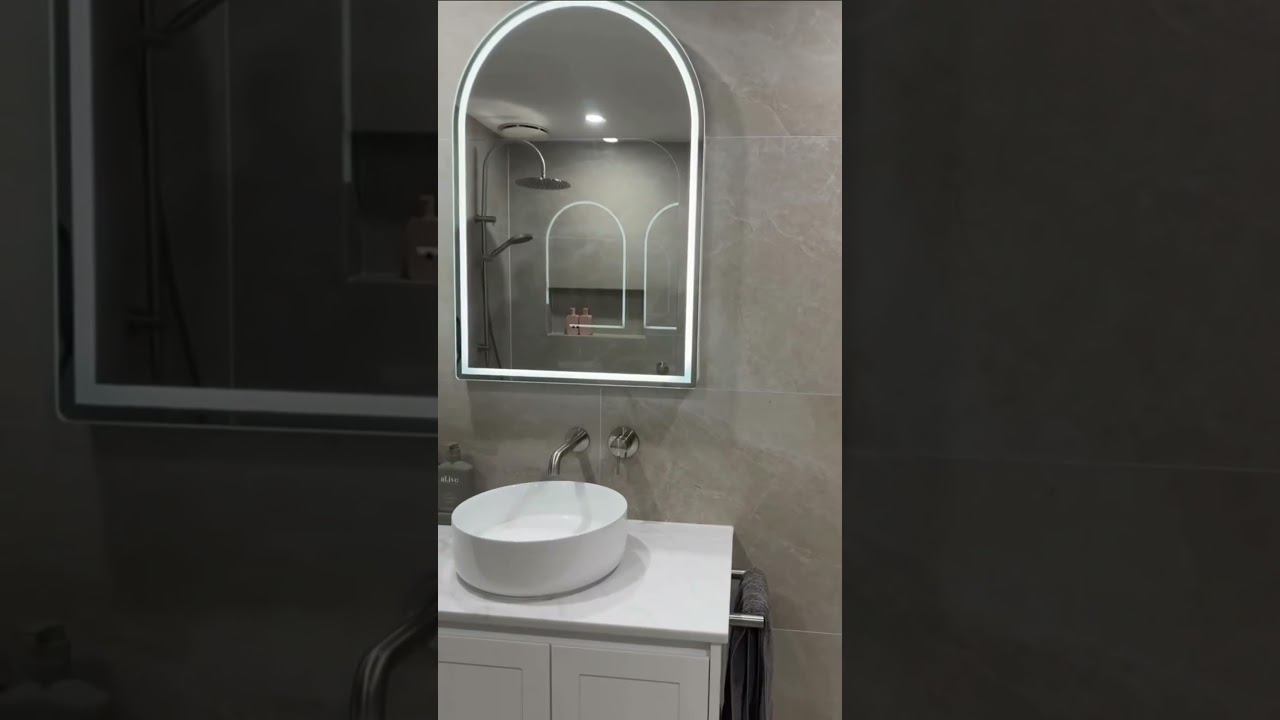 Modern Gray Bathroom with LED Mirror | Minimalist Remodel Inspiration #inyouths