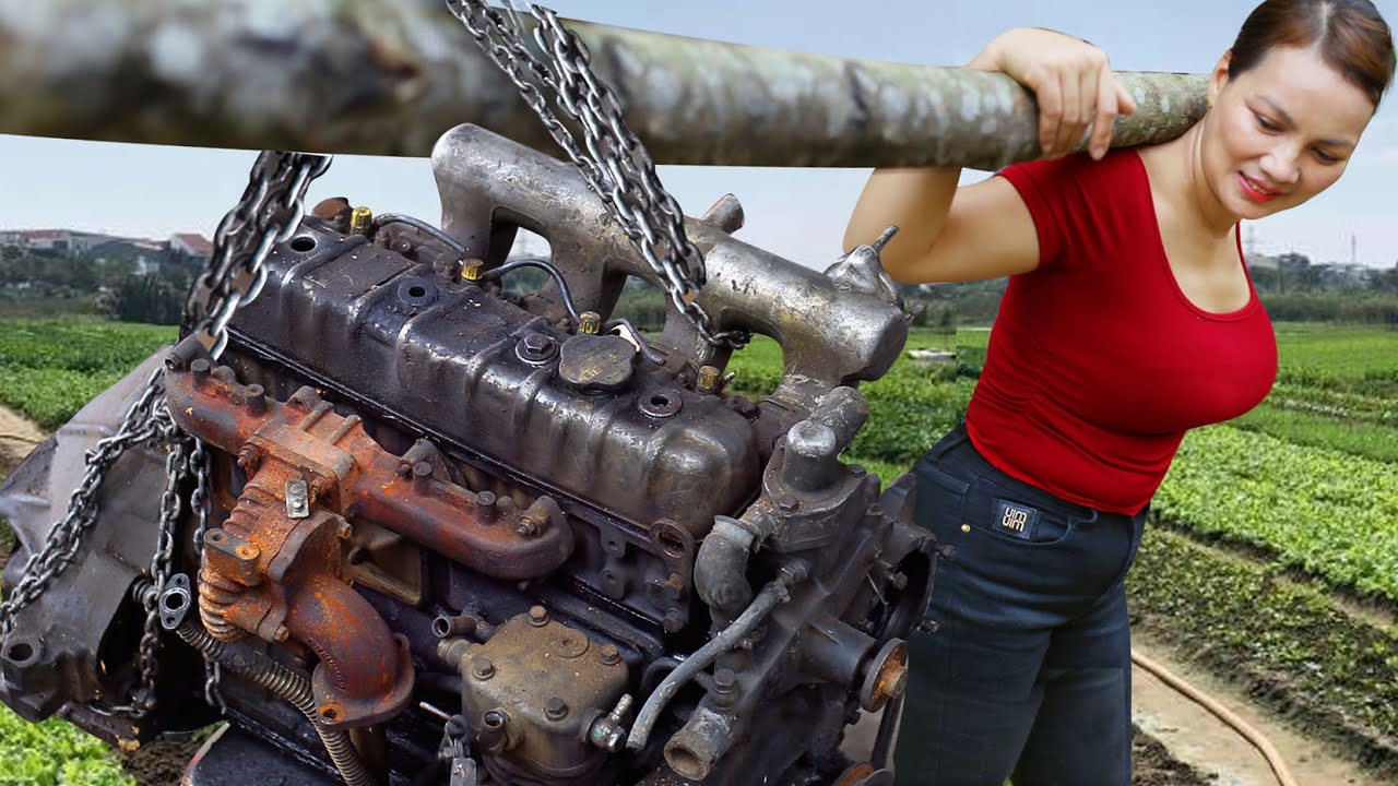 The Genius Girl’s Challenge: Restoring a Car Engine from the Scrap Yard