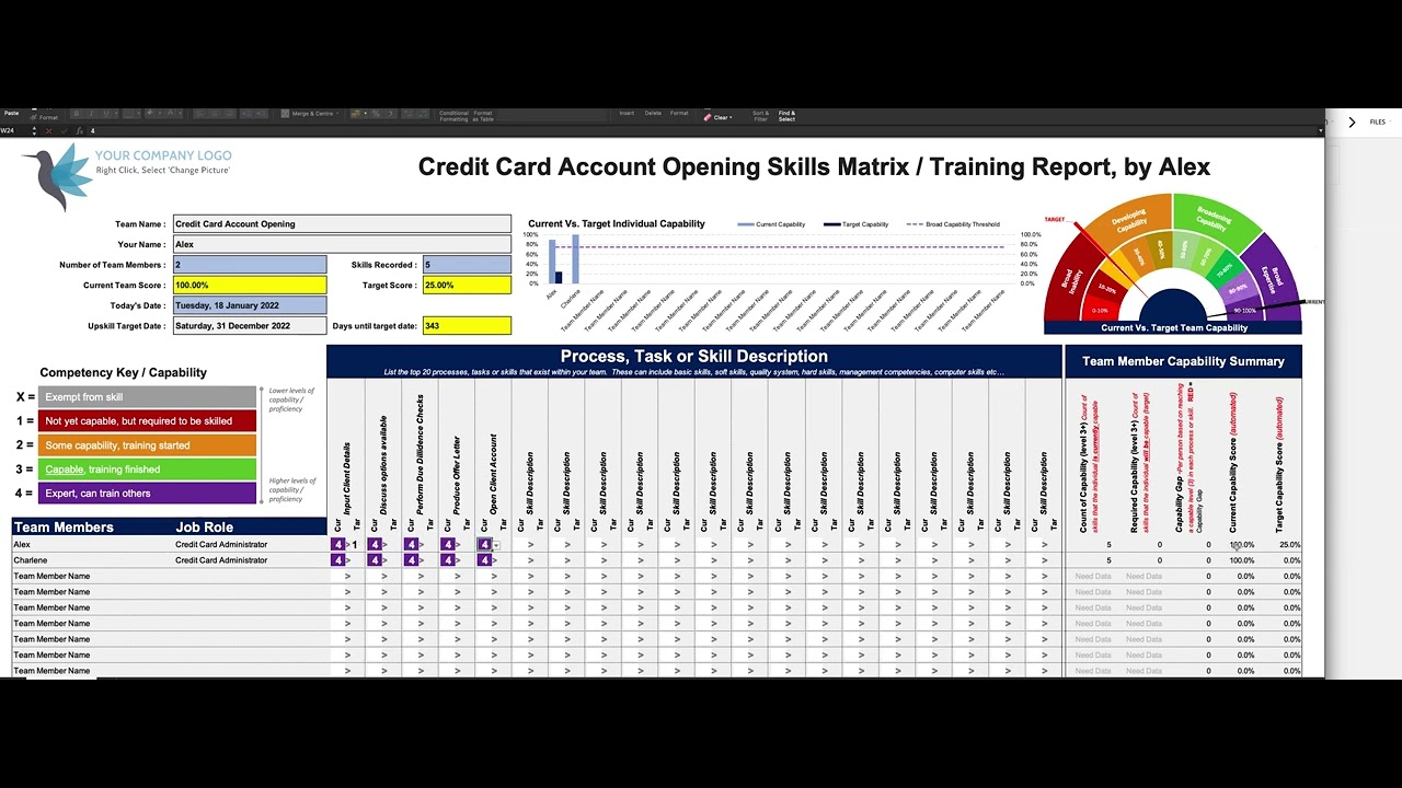 How do we calculate the individual team member capability score on the advanced Skills Matrix.