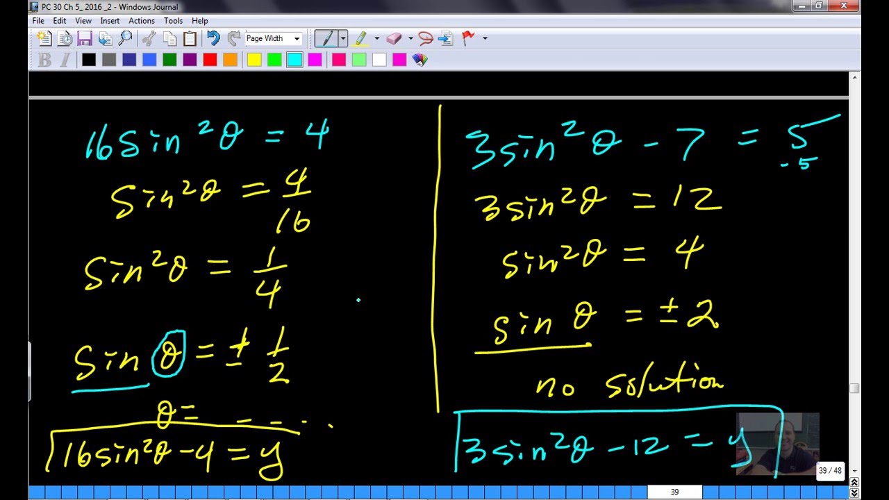 PC 30 5.4 #2of3 Solving Trig equations by graphing