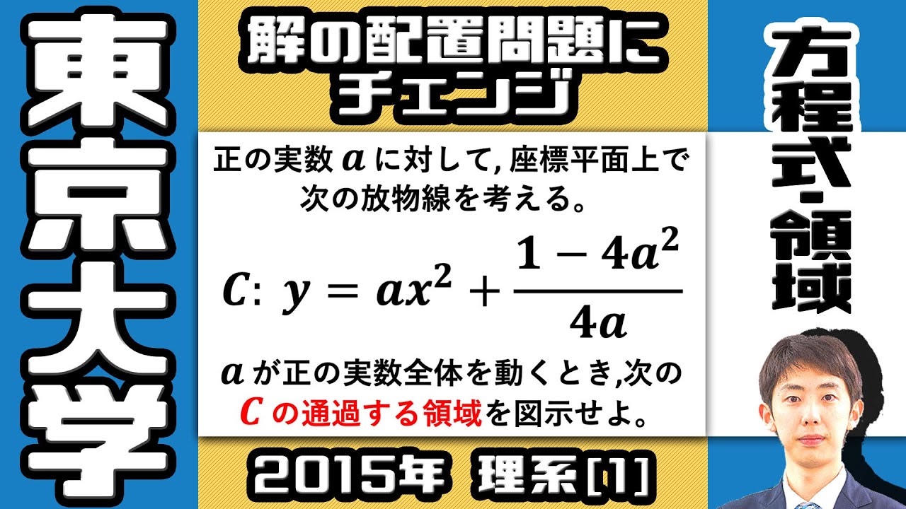 【東大2015】2 つの方法で攻略！放物線の通過領域は？【方程式・領域】