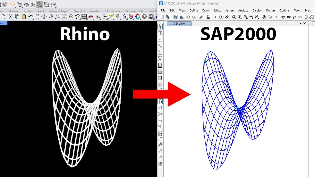 Hyperbolic Paraboloid Model Step by Step Tutorial | Dorton Arena | Grasshopper to SAP2000