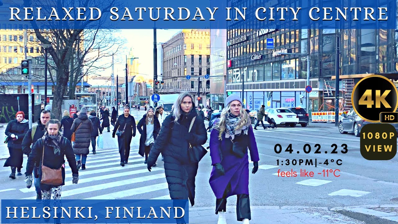 Relaxed Saturday in City Centre - Helsinki, Finland 🇫🇮-  4K-HDR Walking Tour (19min)