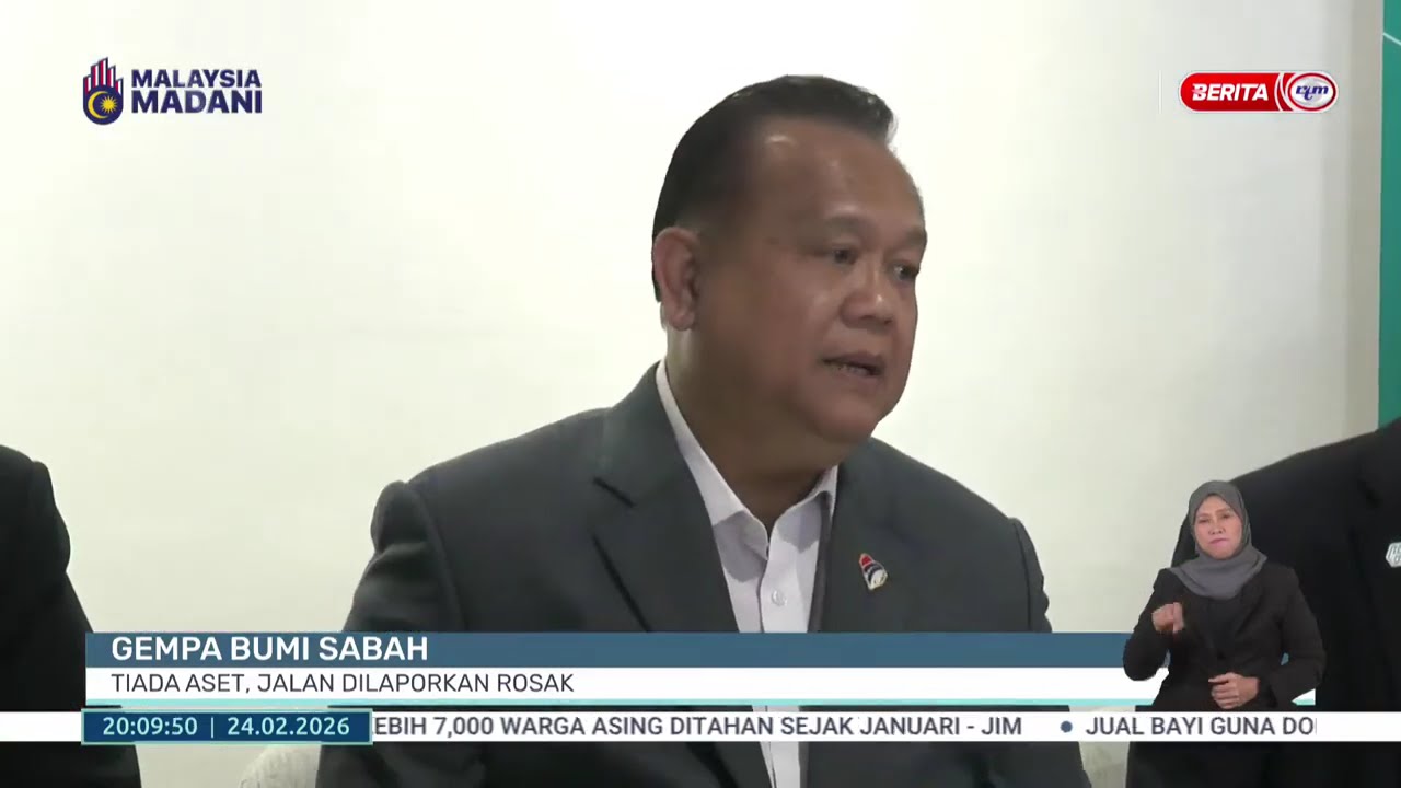 24 FEB 2026 - BERITA PERDANA- GEMPA BUMI SABAH TIADA ASET, JALAN DILAPORKAN ROSAK