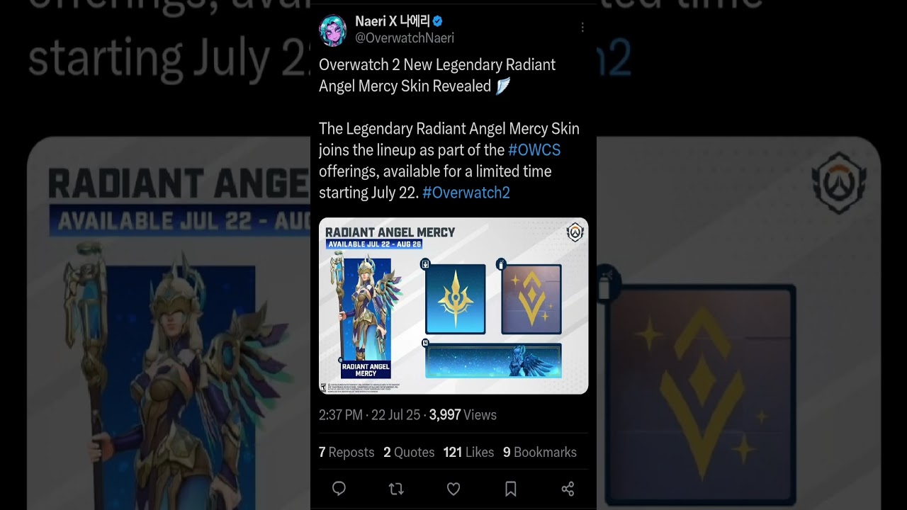 Overwatch 2 New Legendary Radiant Angel Mercy Skin 