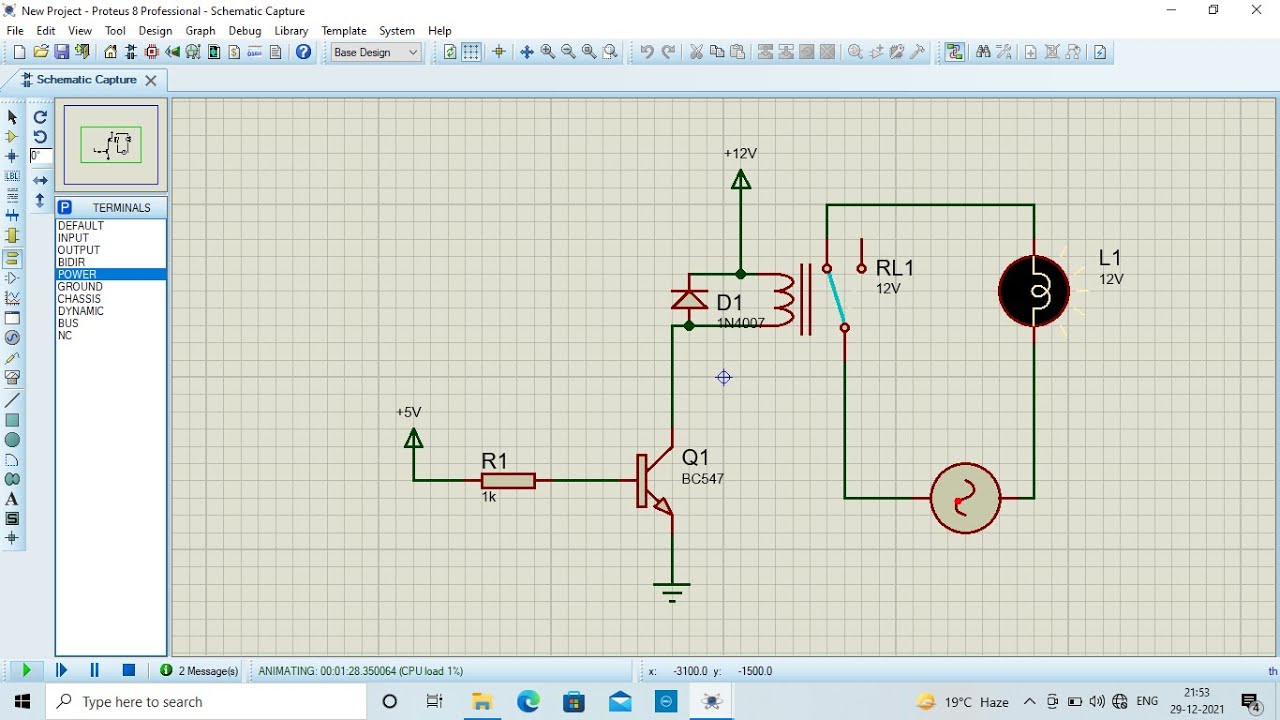 How to design Relay circuit on Proteus software