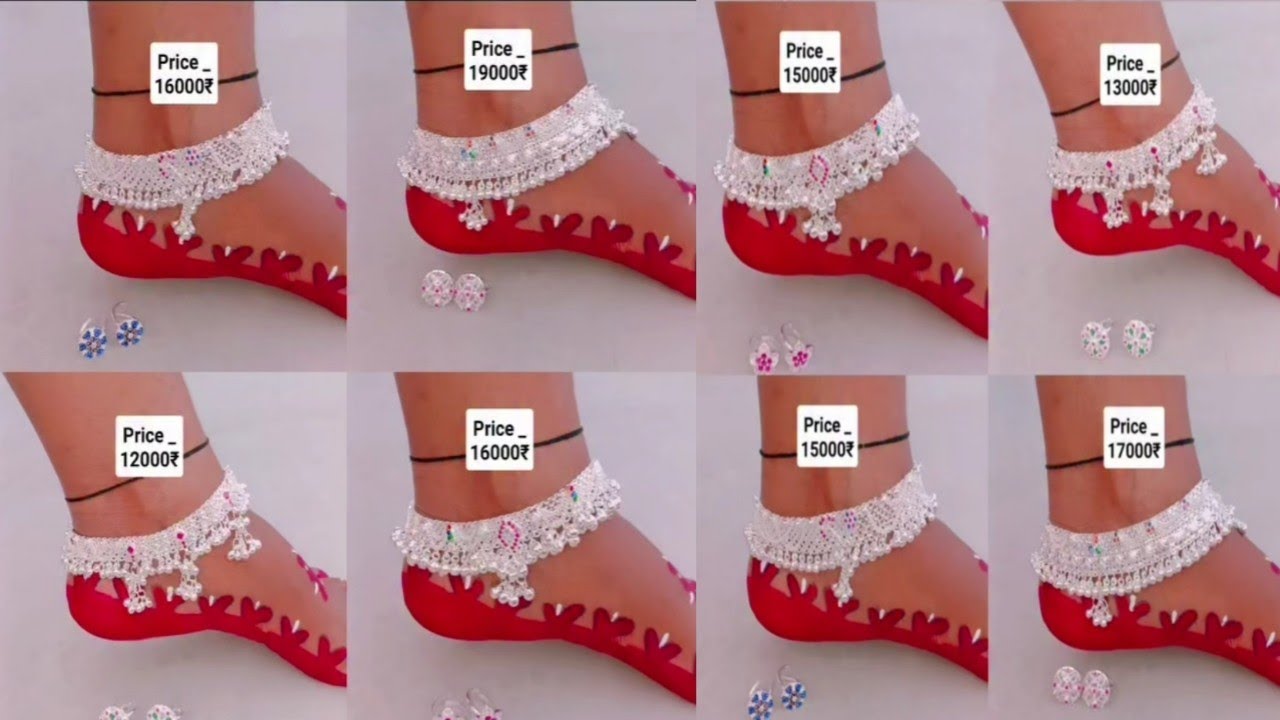 Silvar anklet design with price/All type lightweight silver Collection fo Kalyan jewellers/
