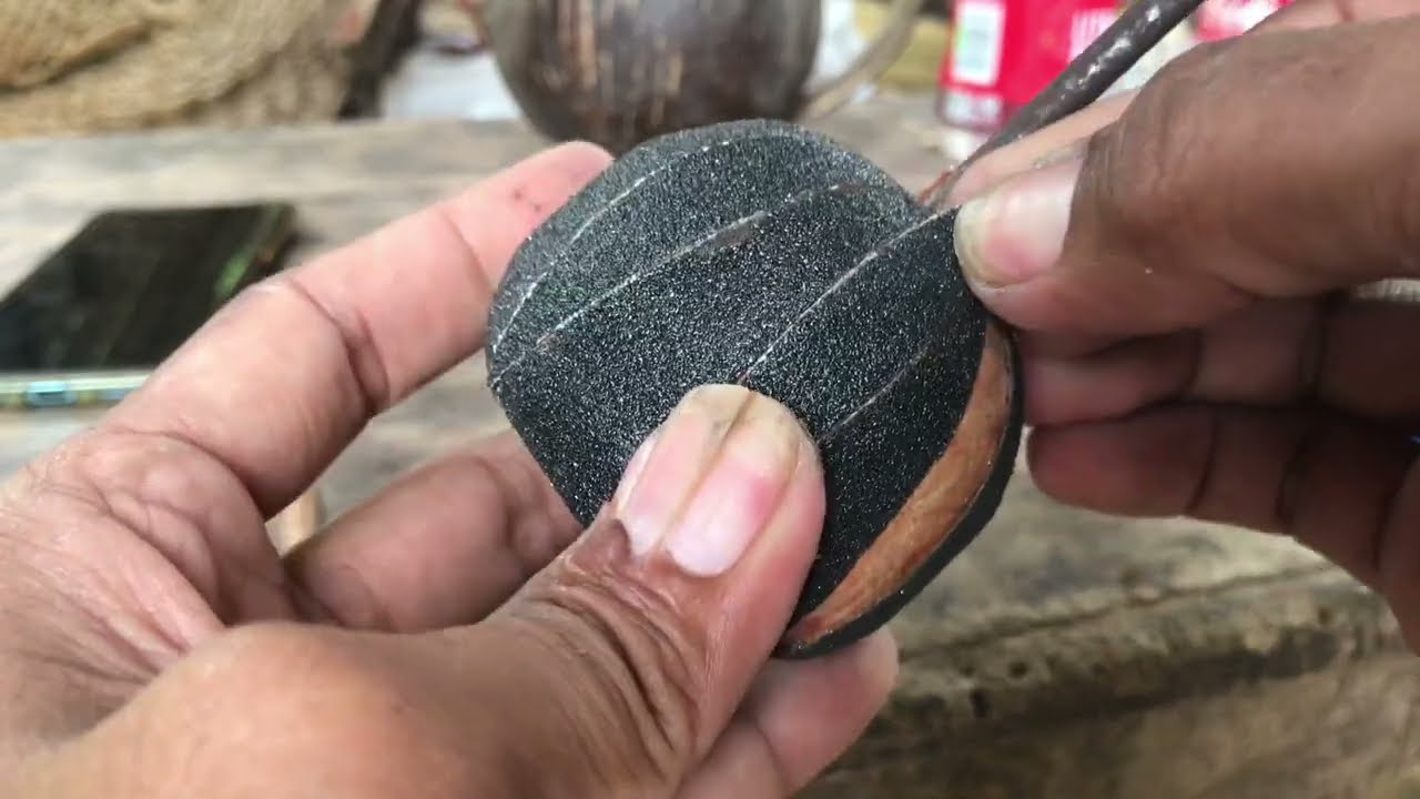 How to clean/polish coconut shell|DIY tool making for cleaning coconutshell