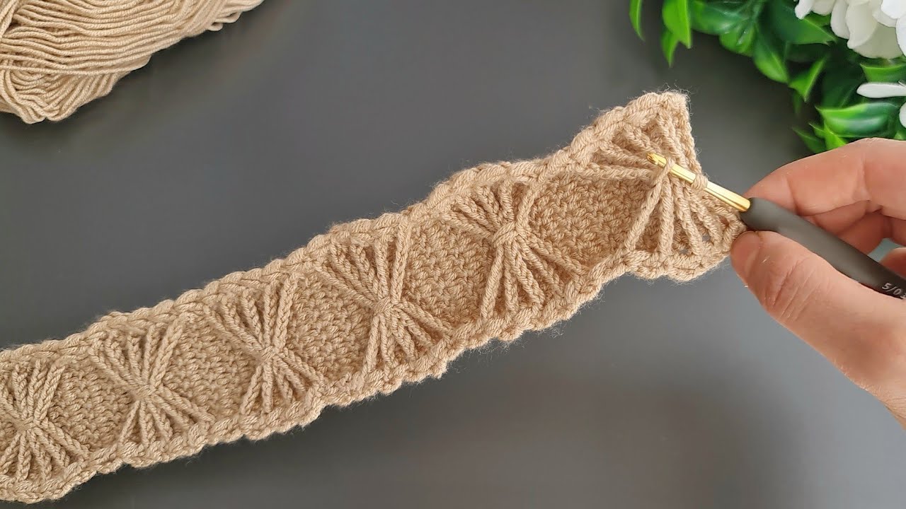 Super Easy Tunusian Knitting Hairband Model - Tığ İşi Çok Guzel Örgü Saç Bandı Modeli Yapımı.