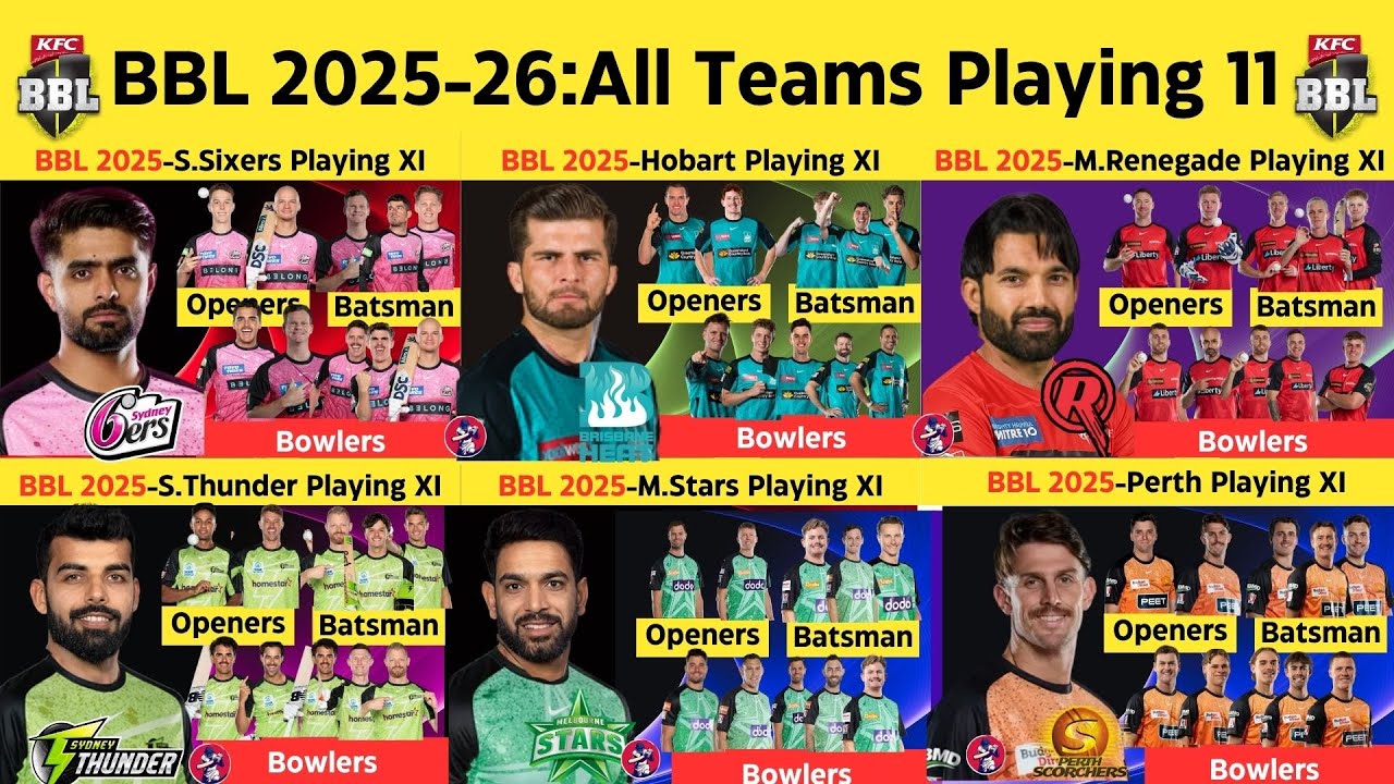 BBL 2025-26 - All 8 Teams Final Playing 11 | All Teams Playing XI BBL 2025 | Big Bash League 2025 XI