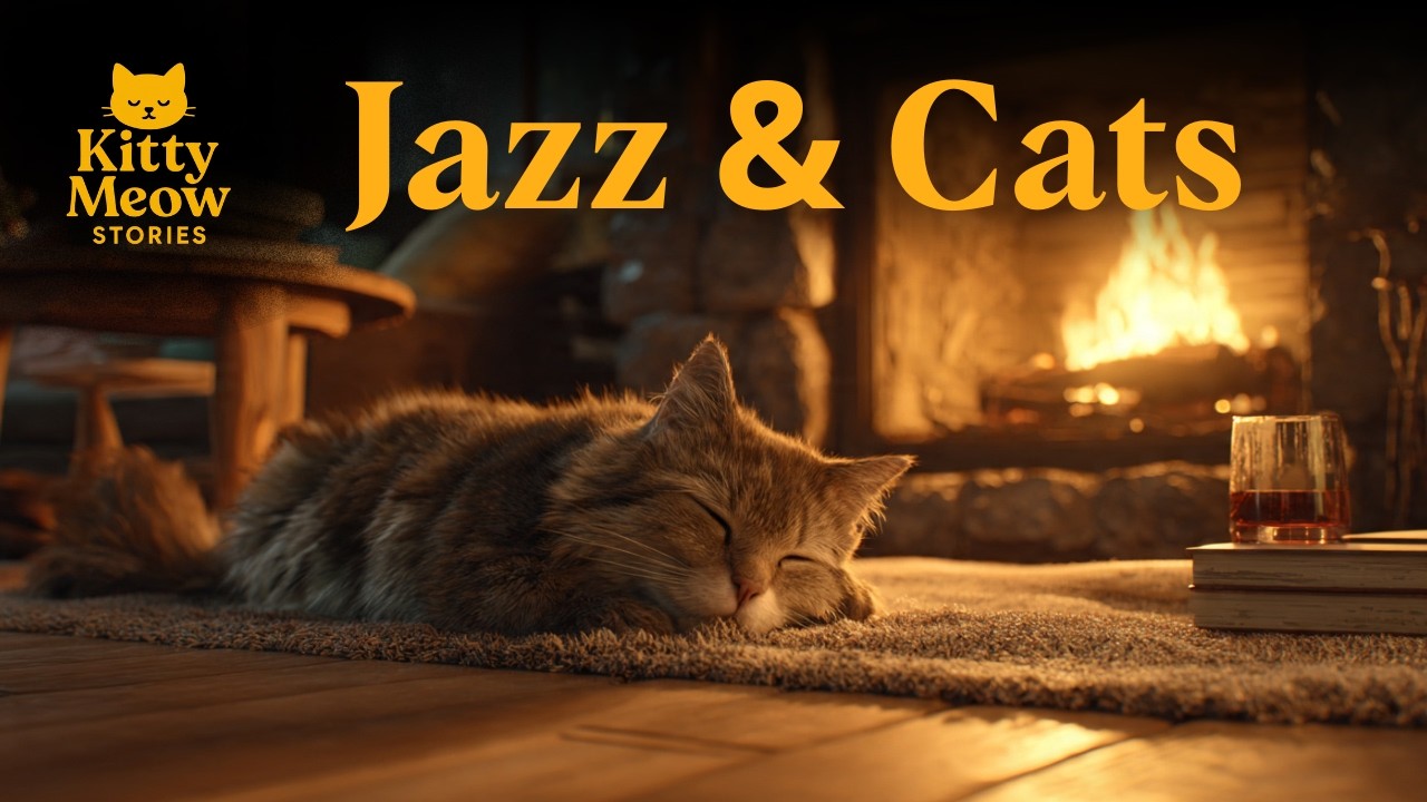 Cozy Fireplace for Cats 🐾 Sleeps Peacefully in a Snowy Cabin ❄️